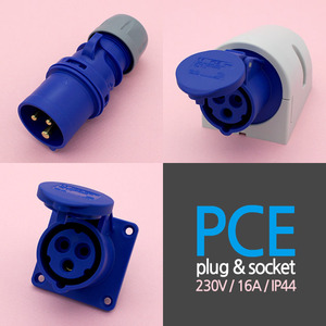 PCE 230V 16A 3핀 IP44 산업용 유럽형 전기 방수 고용량 플러그 방우 판넬 모빌 소켓 커넥터