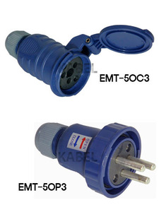 [EMT50C3/EMT50P3] 대용량 방우형 커넥터 및 플러그 / AC250V 50A 단상용 2선+접지 / 걸림형